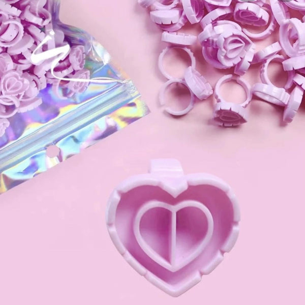 Pink Heart Shaped Blooming Glue Rings 100ct